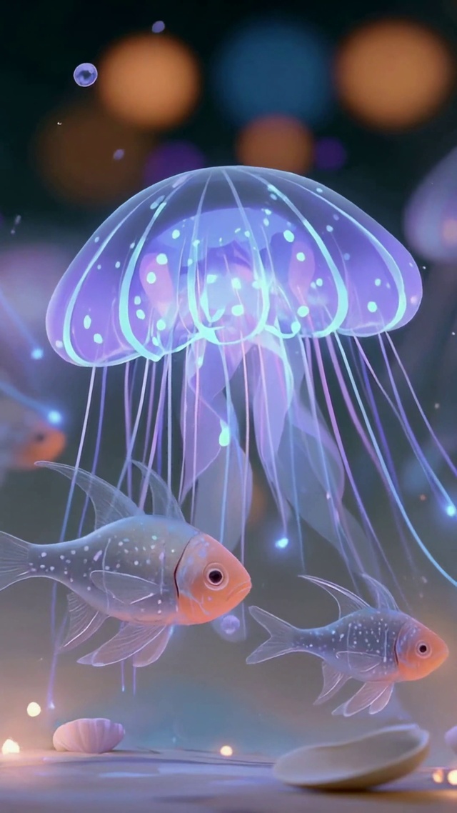 梦幻深海发光水母