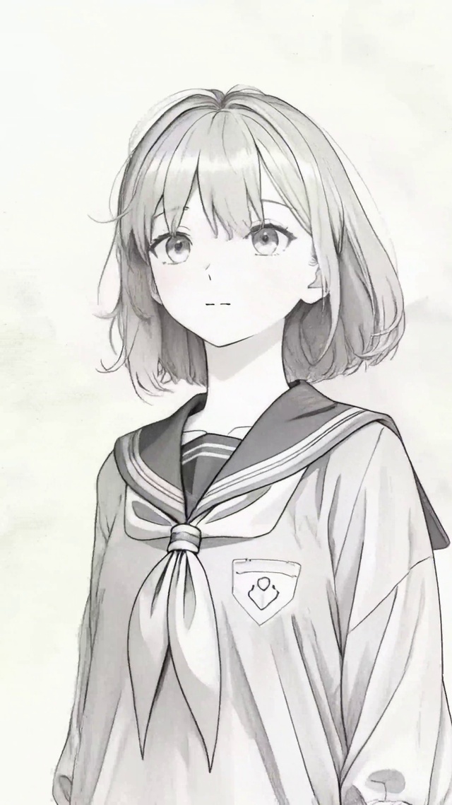 日系素描校服女孩
