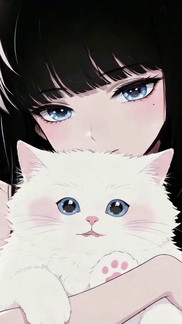黑色系抱猫美少女