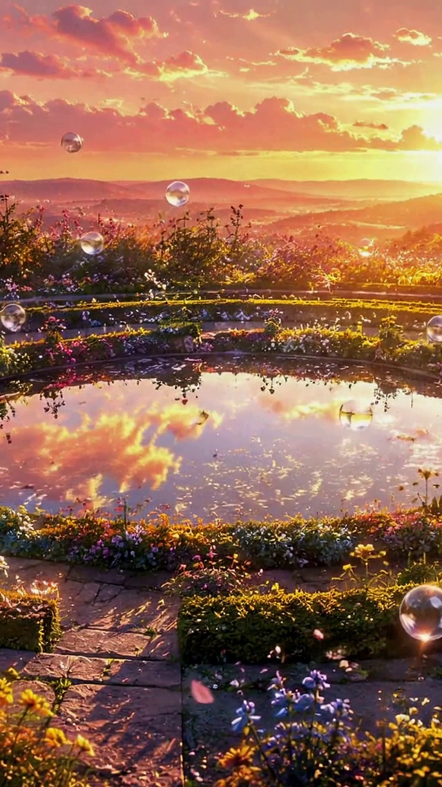 梦幻花园日落