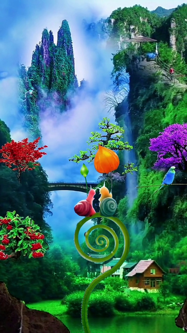 蜗牛情侣看风景