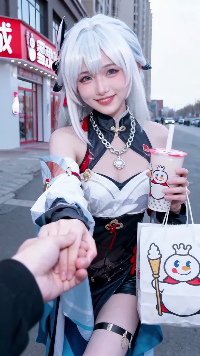 银发动漫COSPLAY奶茶少女