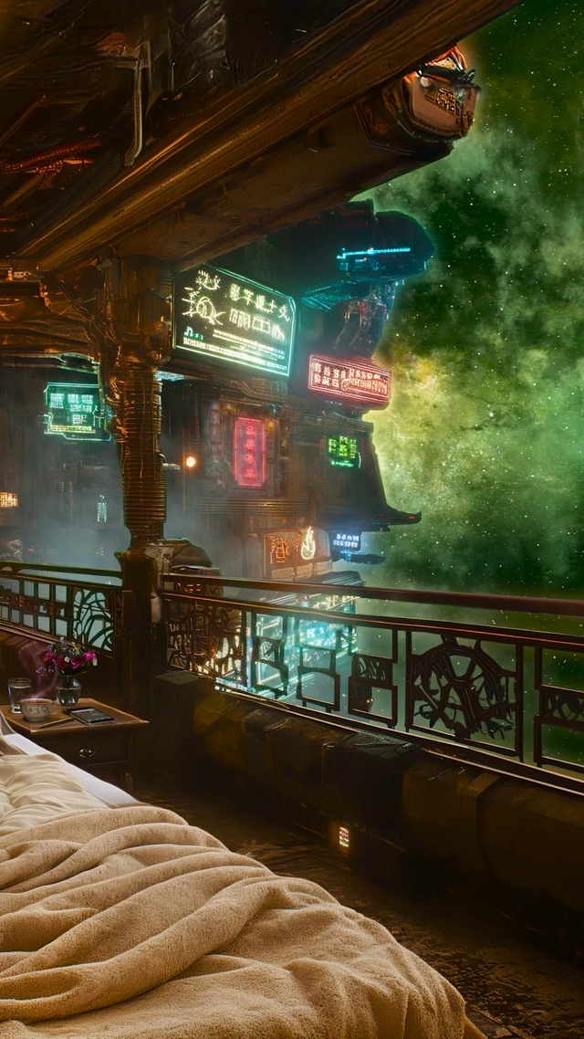 科幻未来太空城市房间