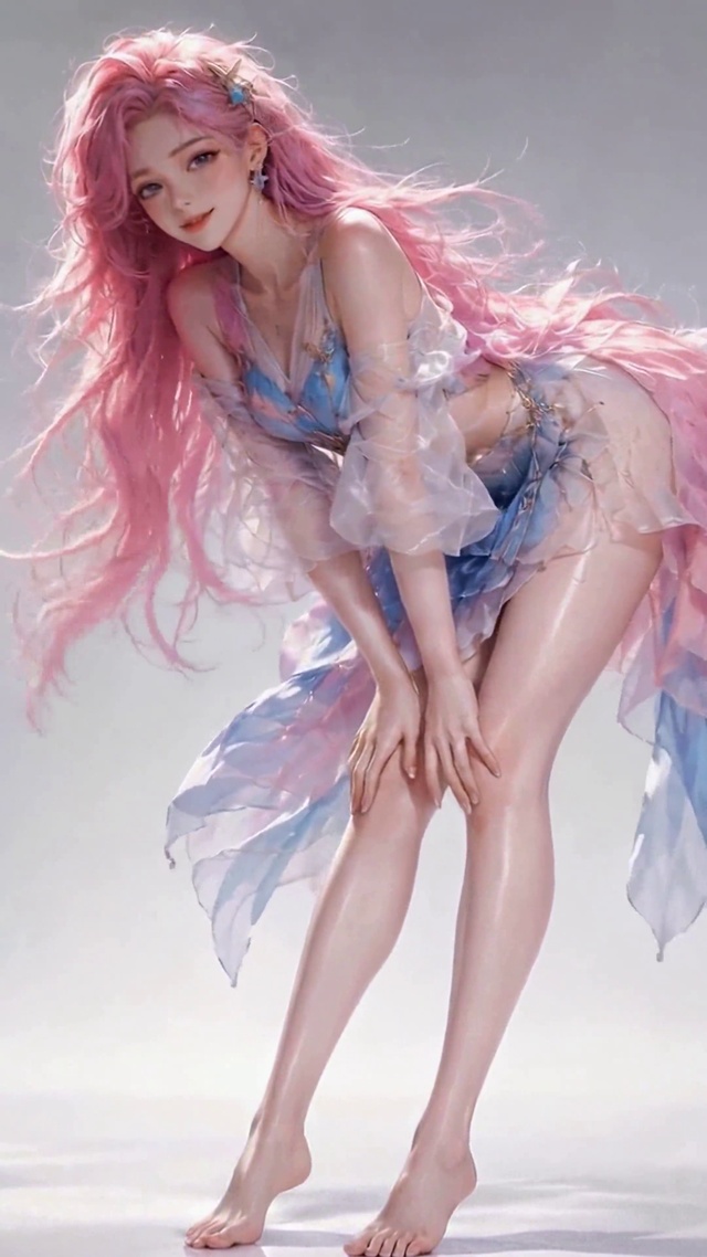 梦幻粉发长腿美少女