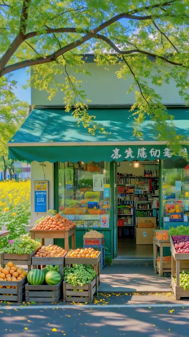 清新花田边治愈水果小店