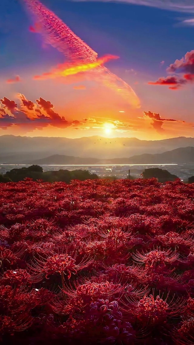 凤凰云晚霞彼岸花