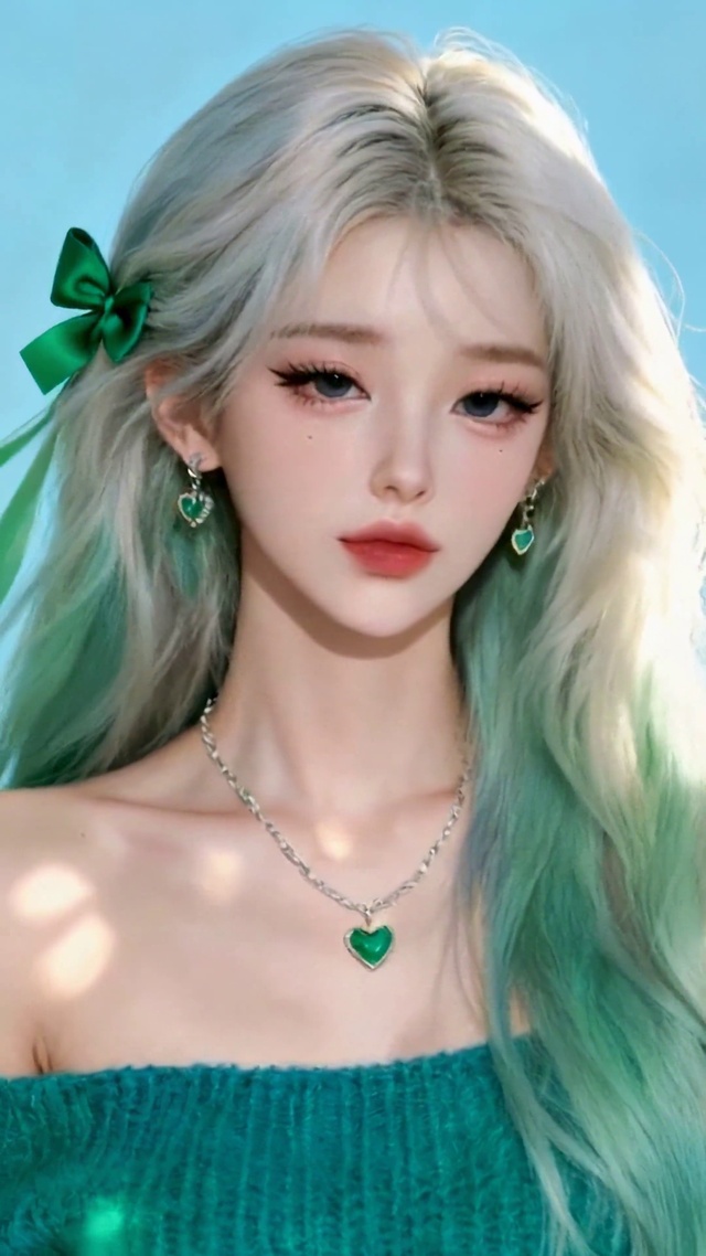 清新渐变绿发甜系美少女