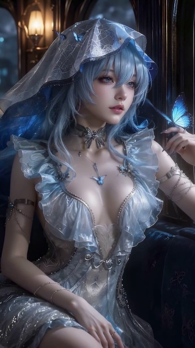 雨夜列车蓝发蝴蝶少女