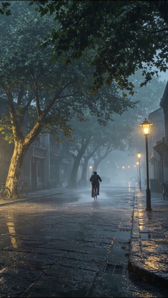 旧街听雨