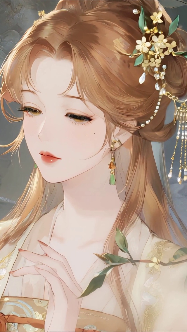 金暖系执扇美人