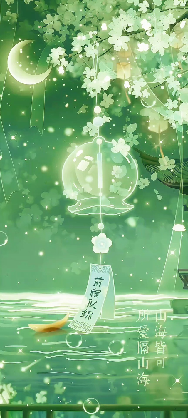 绿色护眼风铃樱花前程似锦