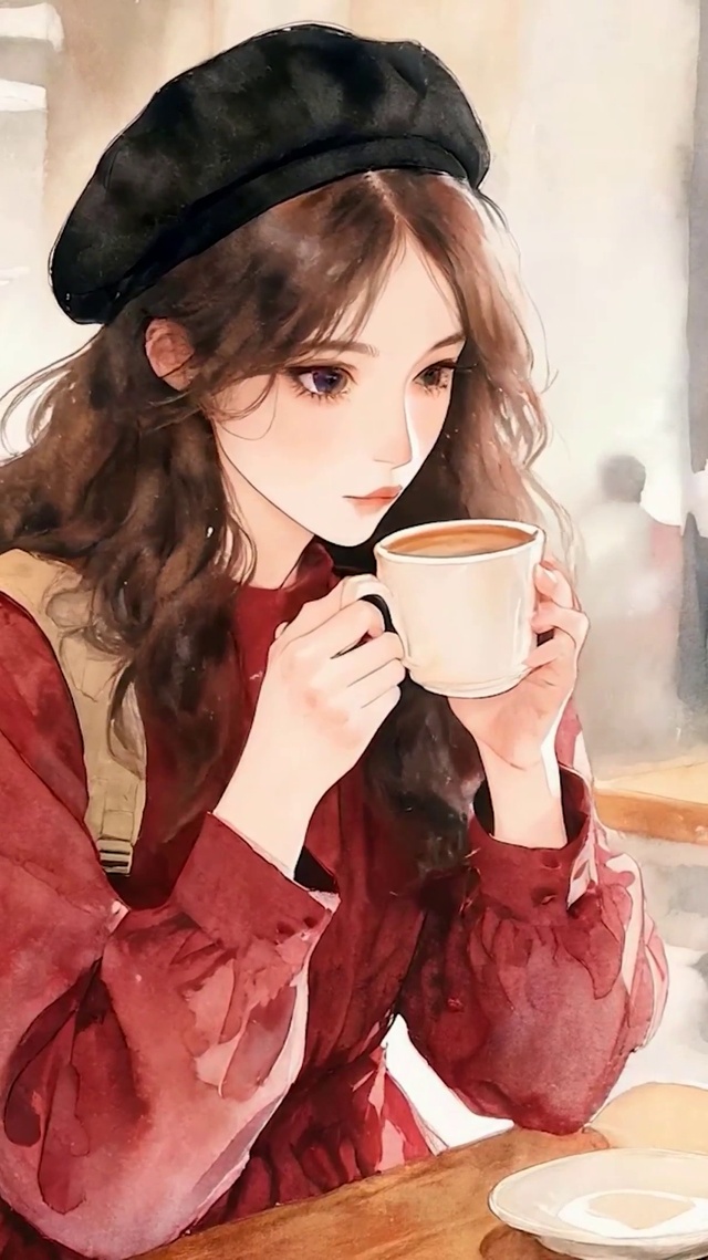 喝咖啡女孩