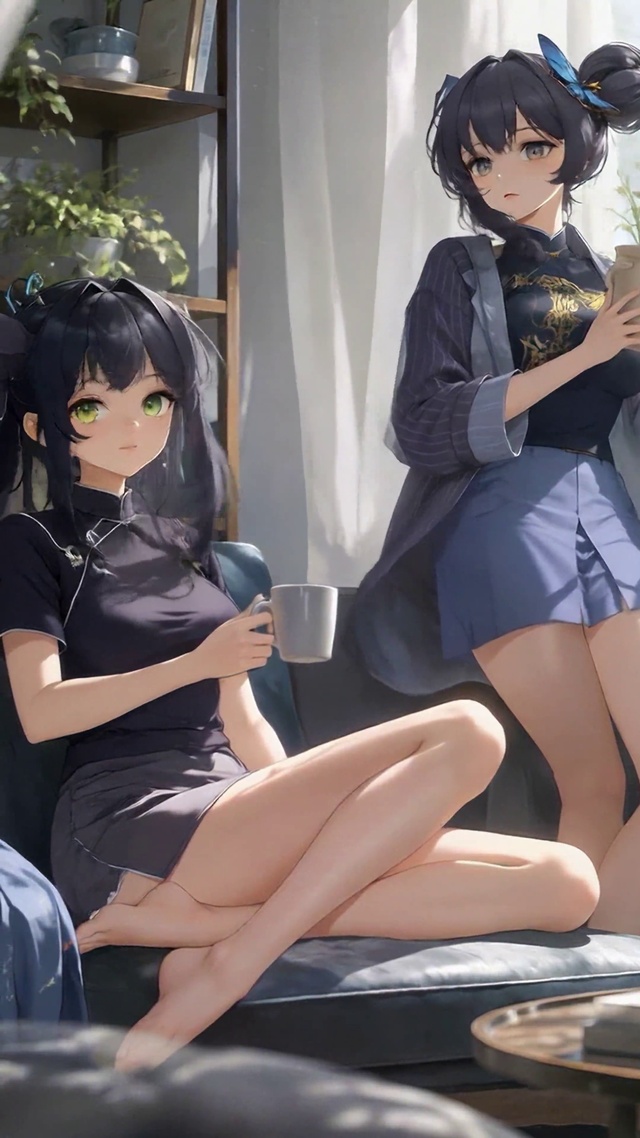 窗边闲逸美少女