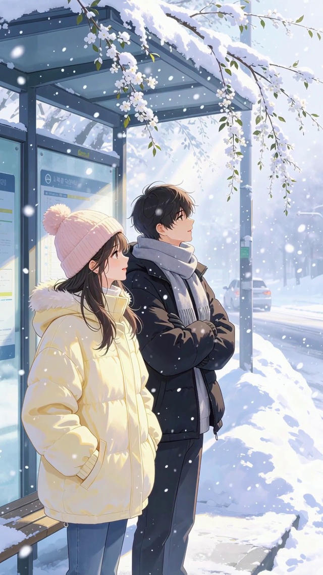 雪中浪漫情侣