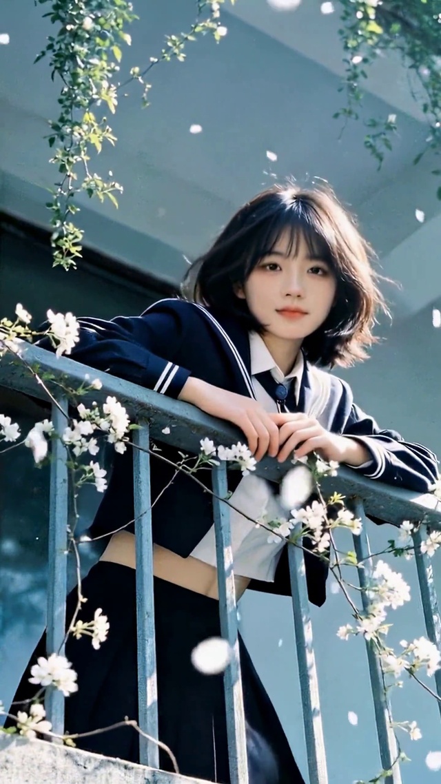 樱花下的少女