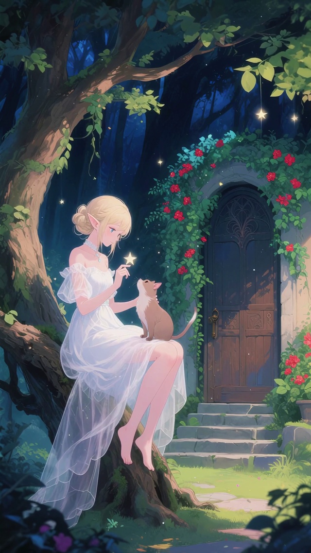 浪漫女孩和猫咪