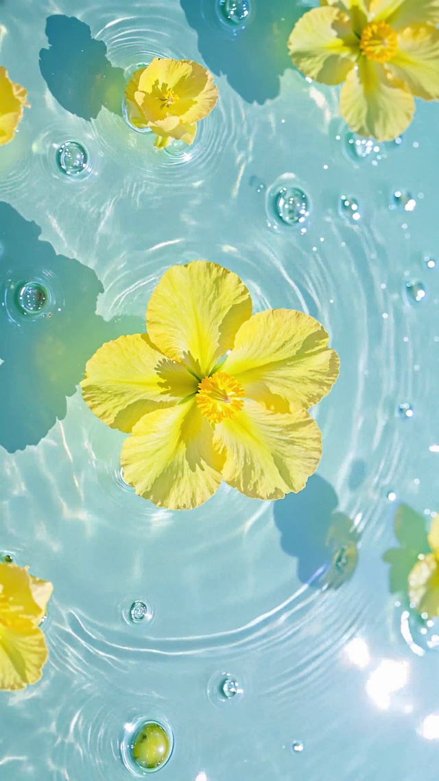 夏日清凉水中兰花