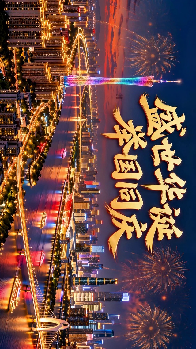 盛世华诞举国同庆城市夜景