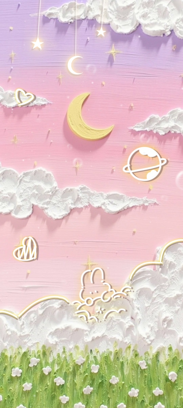 肌理画粉色渐变小花田