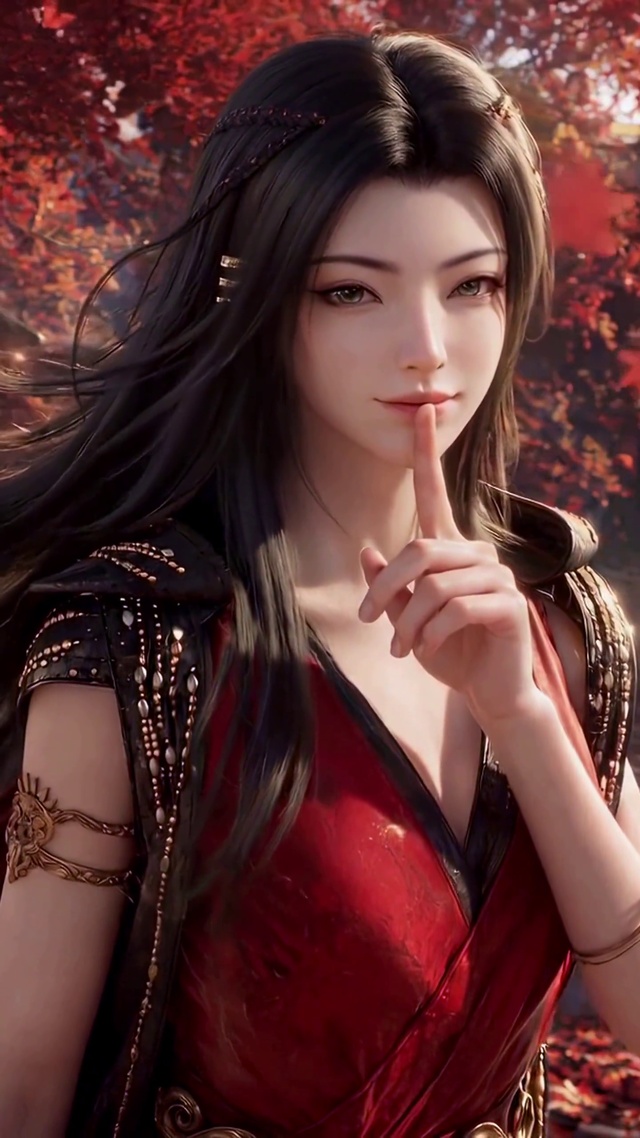 红枫古风红衣美少女