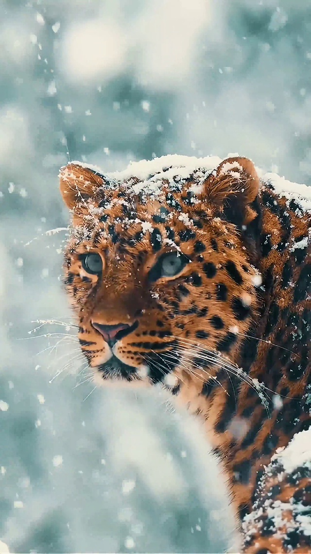雪中的猎豹4k动态壁纸