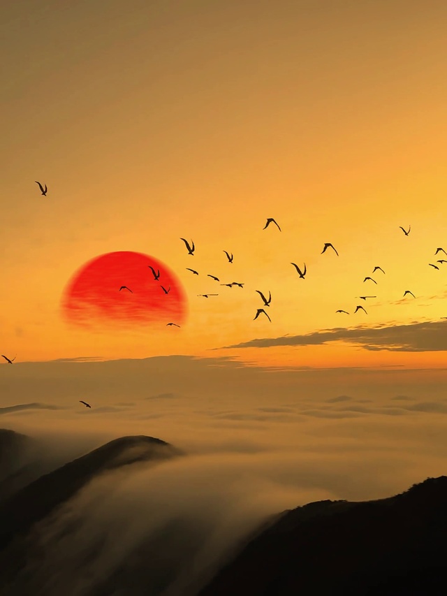 云海中国画太阳