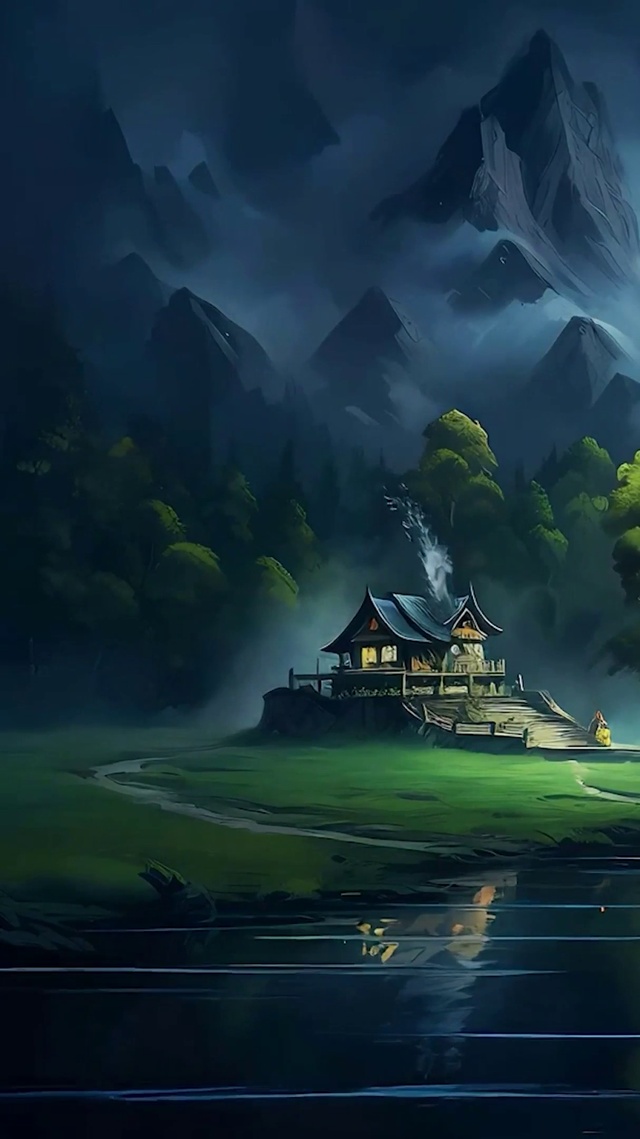 护眼山云雾树木河流