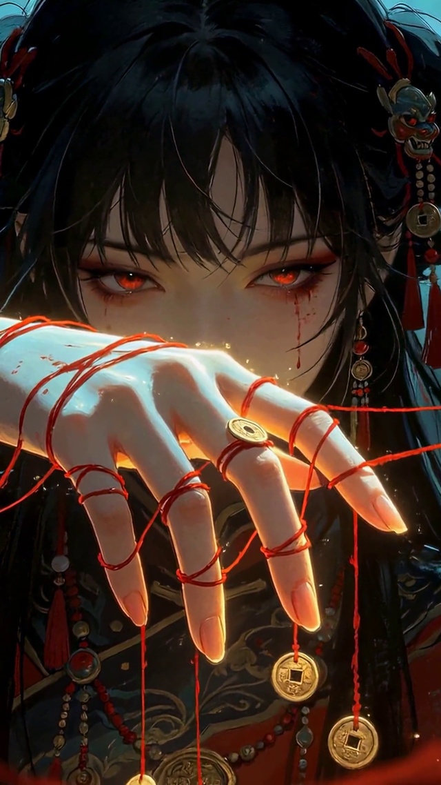 古风红绳异瞳美少女