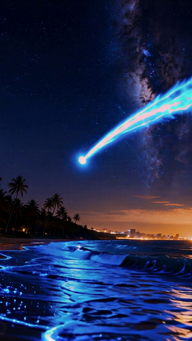 发光海滩流星 无缝循环