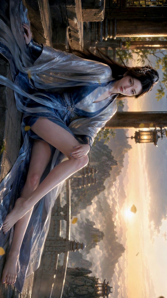古风山巅清冷美女