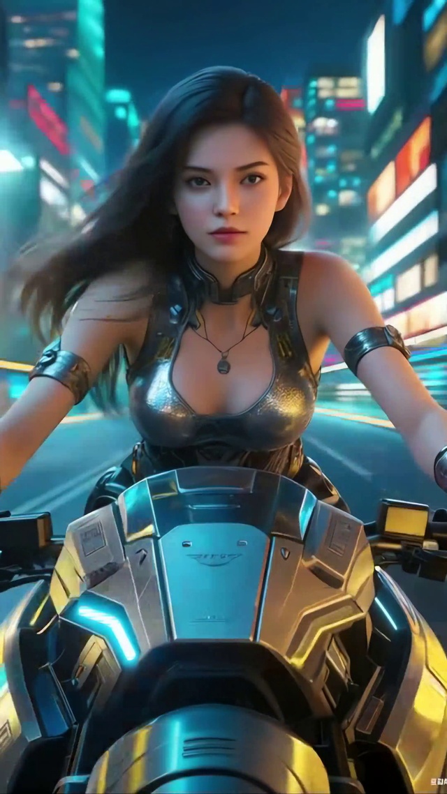赛博路上的机车美女