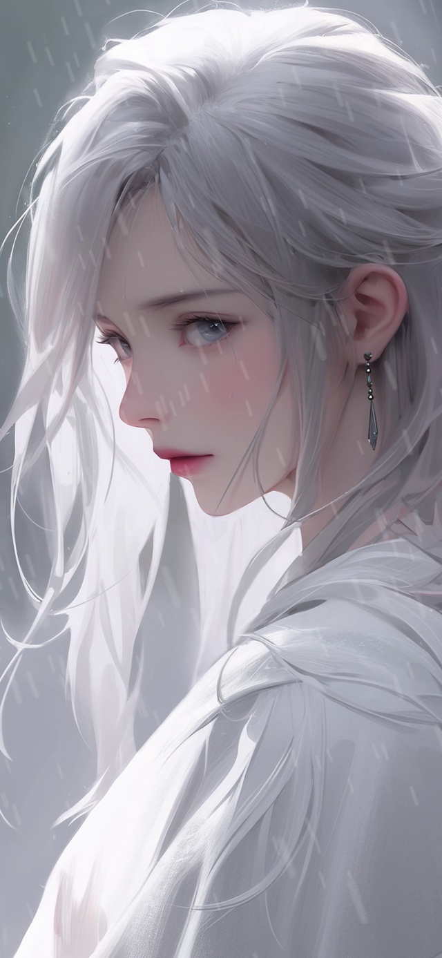 雨中白衣少女