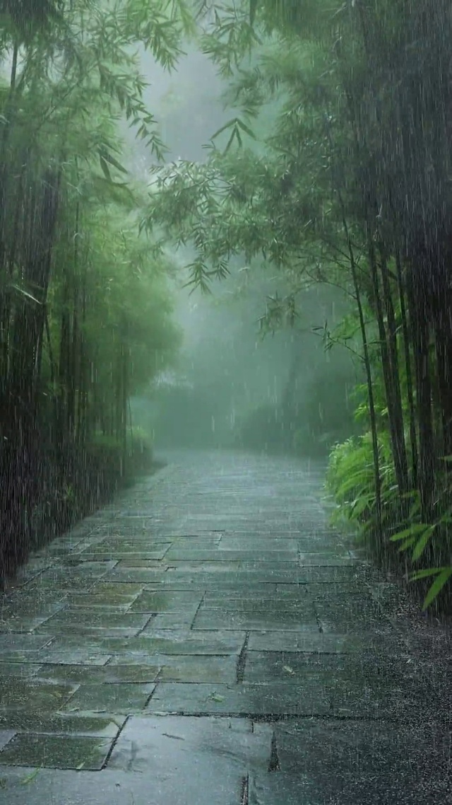 竹林下雨