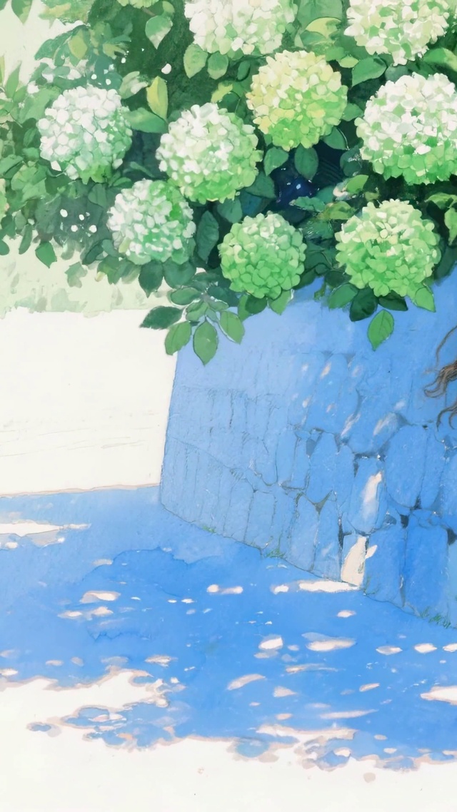 光斑里的蓝裙少女