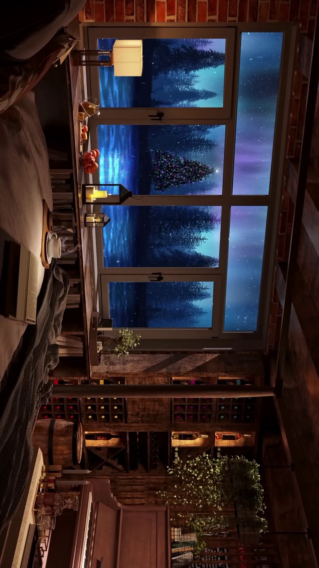 舒适极光雪夜卧室