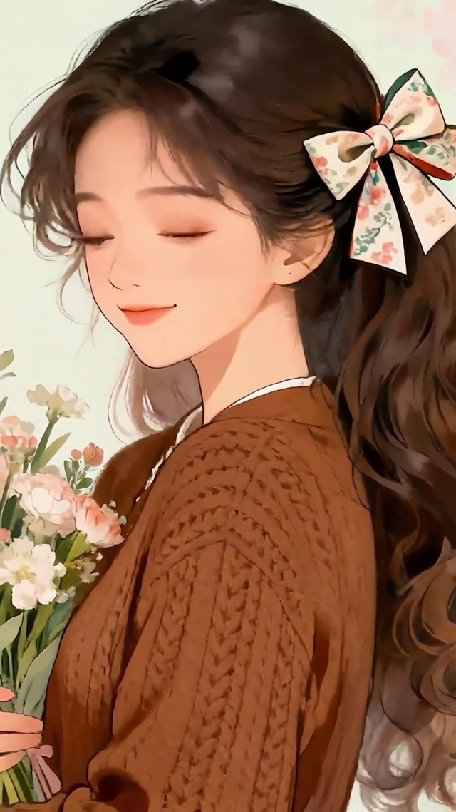 手拿鲜花的女孩