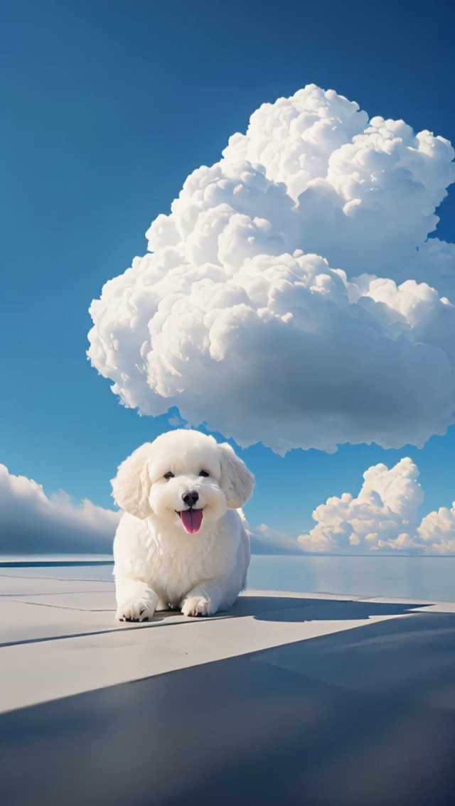 白云下的小狗