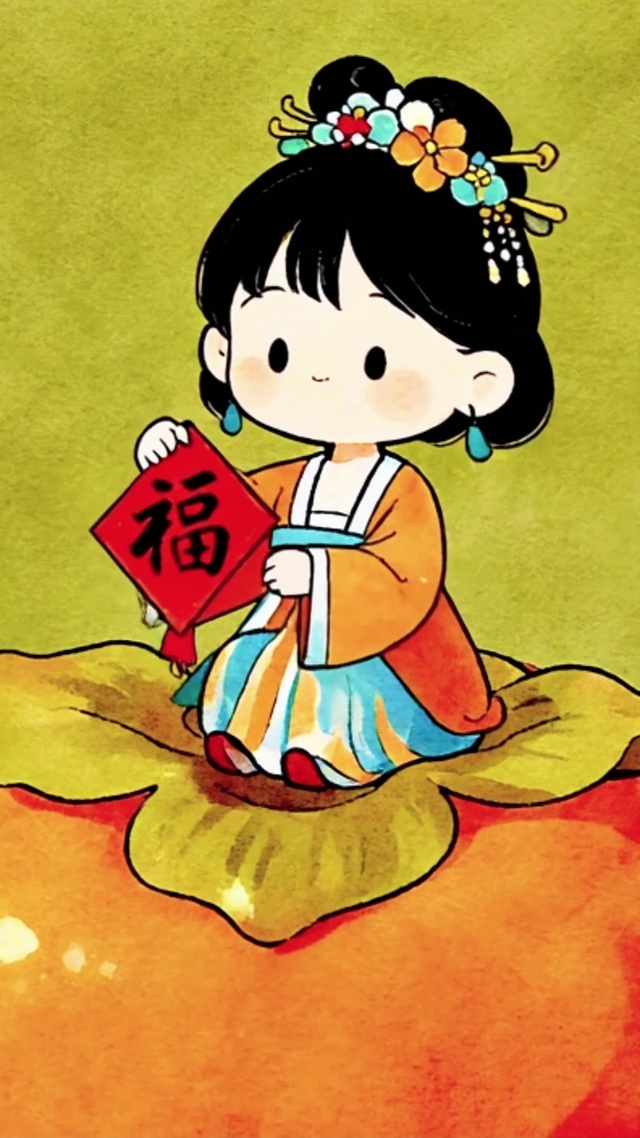 可爱柿事如意祝福仕女