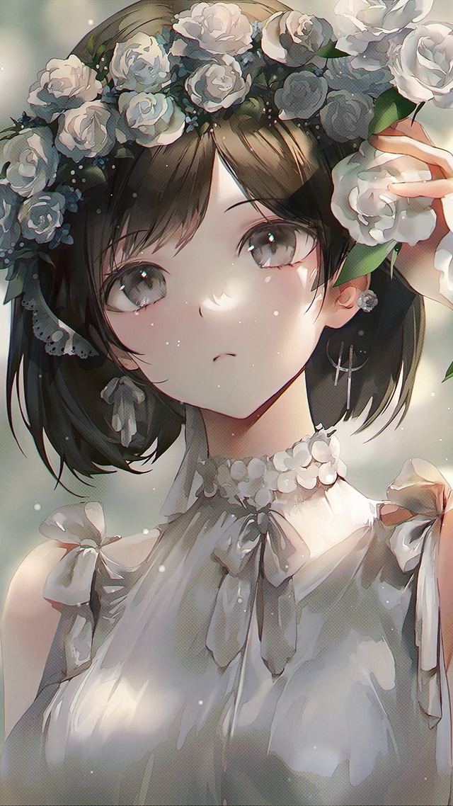 黑发花环少女