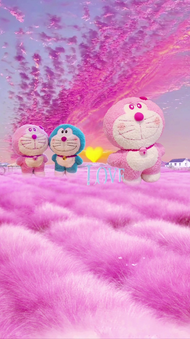 哆啦A梦粉黛花海