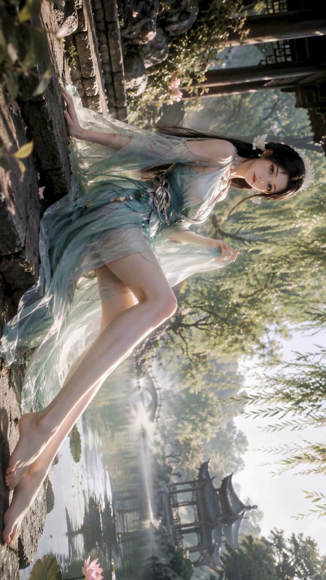 水岸古风仙气汉服美女