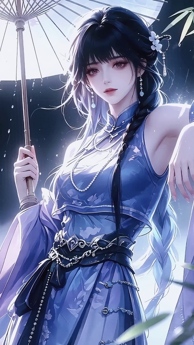 雨夜竹影伊人
