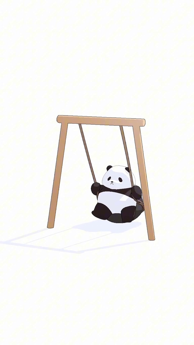 荡秋千的熊猫