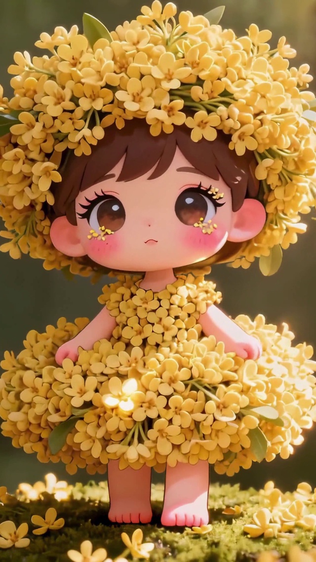 小清新桂花裙卡通Q版治愈小女孩