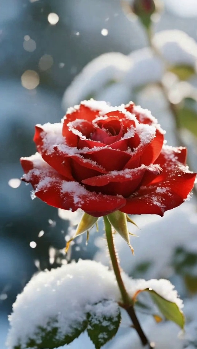 雪中的玫瑰