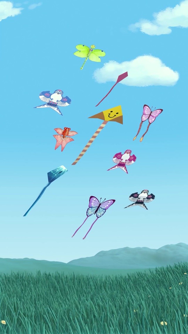 自在草原，风筝翱翔