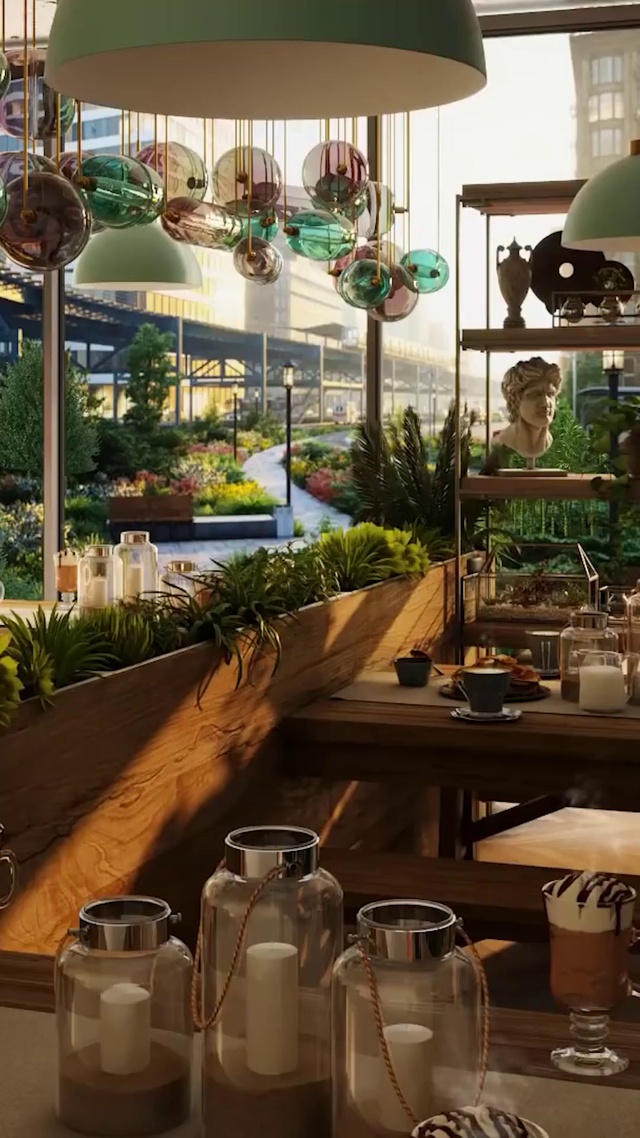 春天的早晨咖啡厅