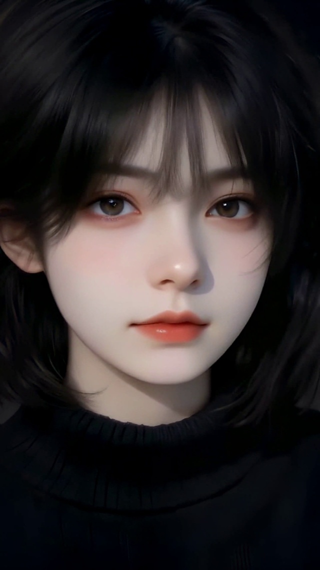 夜晚街头清冷短发美少女