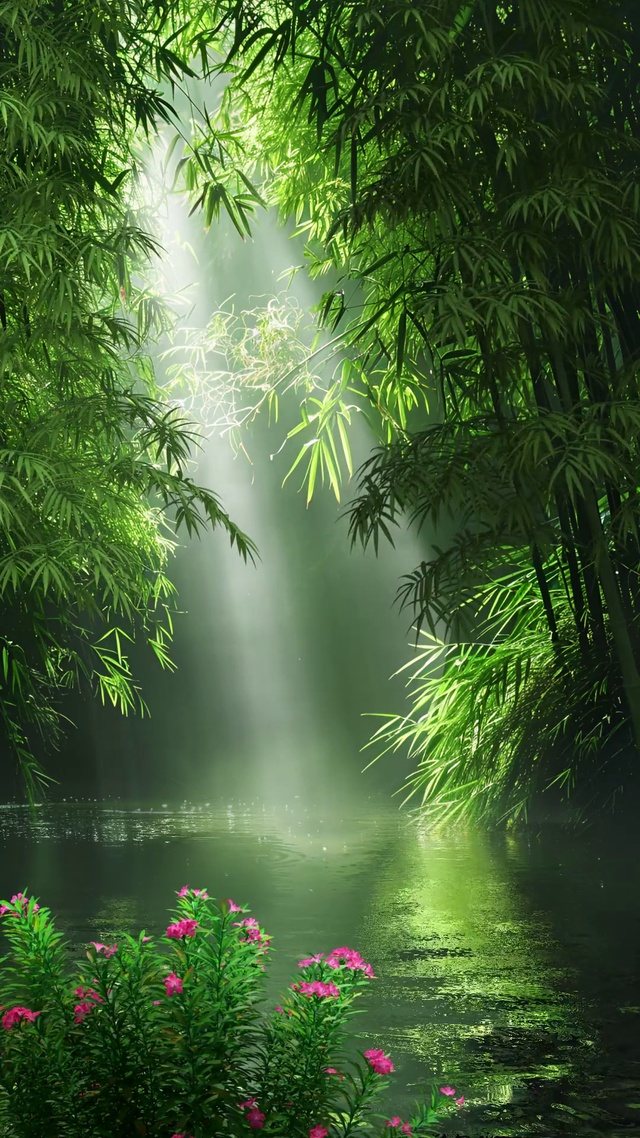 荷塘树林
