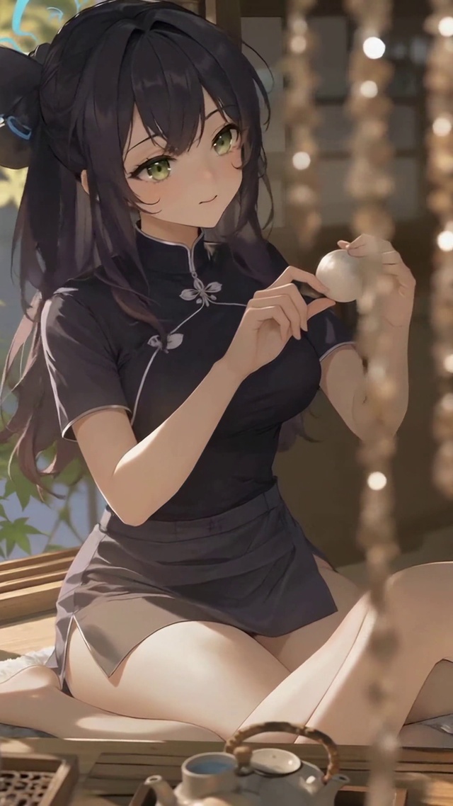 国风旗袍少女的下午茶时光